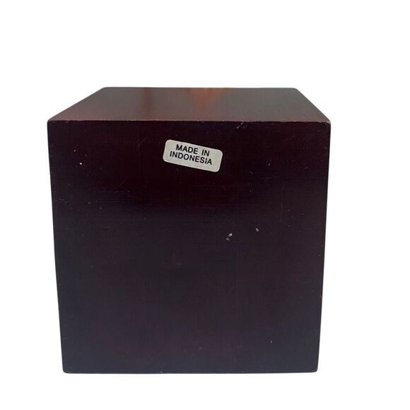 Buddha Head Ceramic Statue On A Wood Stand 12" Brown Tan Square Cube Base - Picture 13 of 14